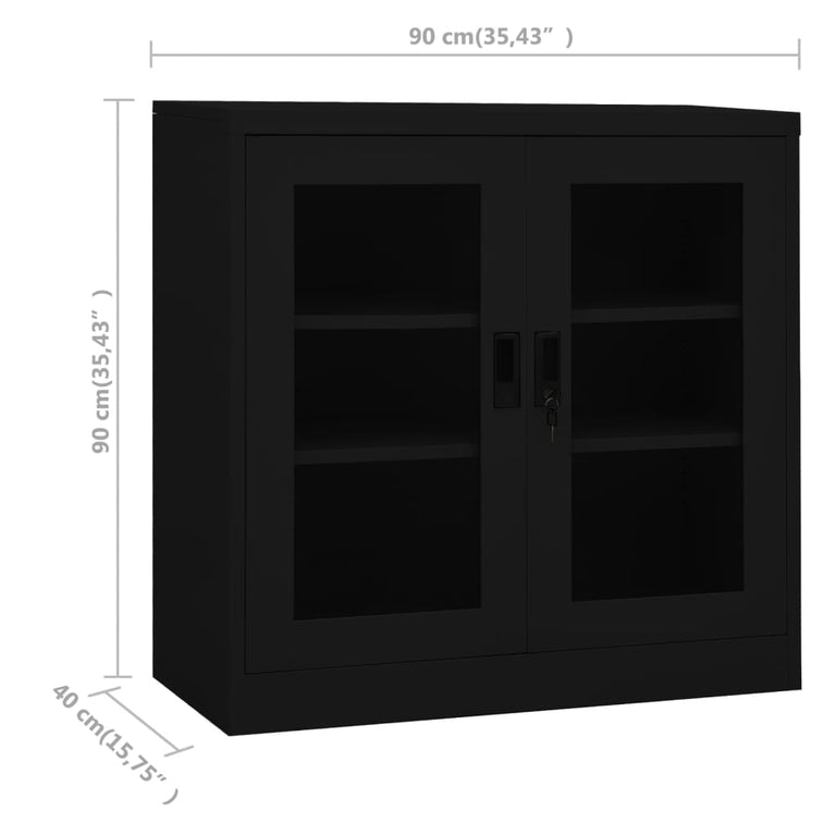 Kantoorkast 90x40x90 cm staal zwart MeubelReus