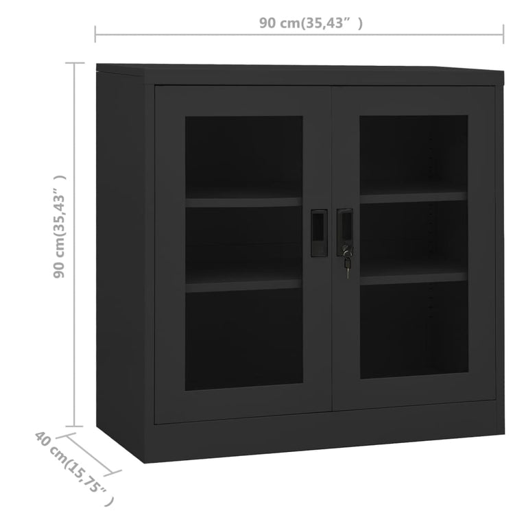 Kantoorkast 90x40x90 cm staal antracietkleurig MeubelReus