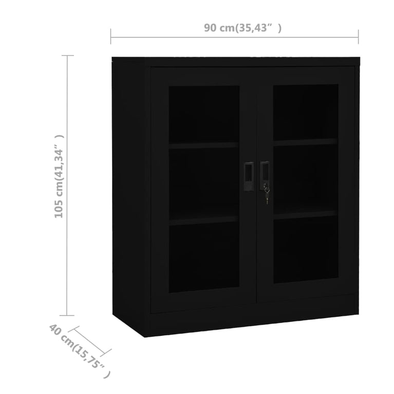Kantoorkast 90x40x105 cm staal zwart MeubelReus