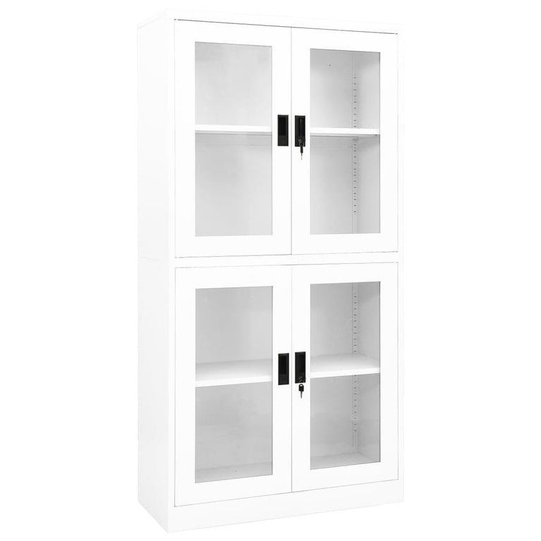 Kantoorkast 90x40x180 cm staal en gehard glas wit MeubelReus
