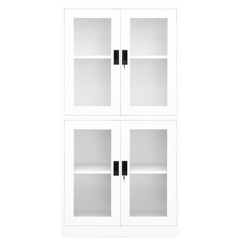 Kantoorkast 90x40x180 cm staal en gehard glas wit MeubelReus