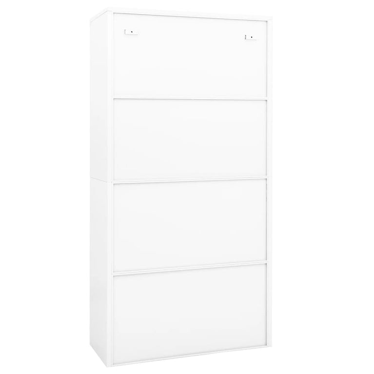 Kantoorkast 90x40x180 cm staal en gehard glas wit MeubelReus