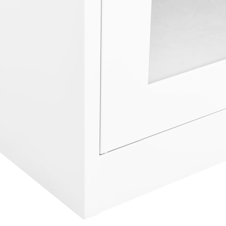 Kantoorkast 90x40x180 cm staal en gehard glas wit MeubelReus