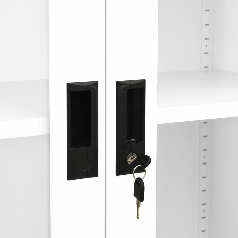 Kantoorkast 90x40x180 cm staal en gehard glas wit MeubelReus