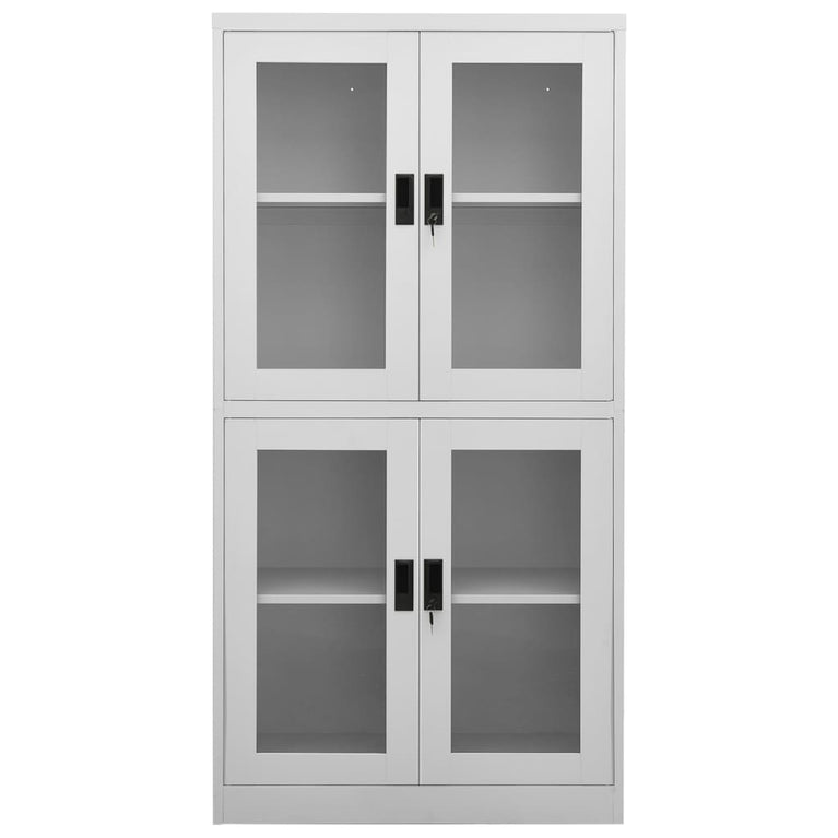 Kantoorkast 90x40x180 cm staal en gehard glas lichtgrijs MeubelReus