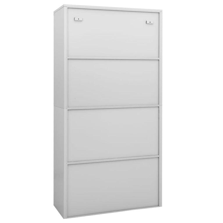 Kantoorkast 90x40x180 cm staal en gehard glas lichtgrijs MeubelReus