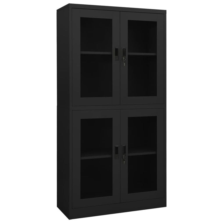 Kantoorkast 90x40x180 cm staal en gehard glas antracietkleurig MeubelReus