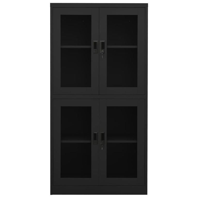 Kantoorkast 90x40x180 cm staal en gehard glas antracietkleurig MeubelReus