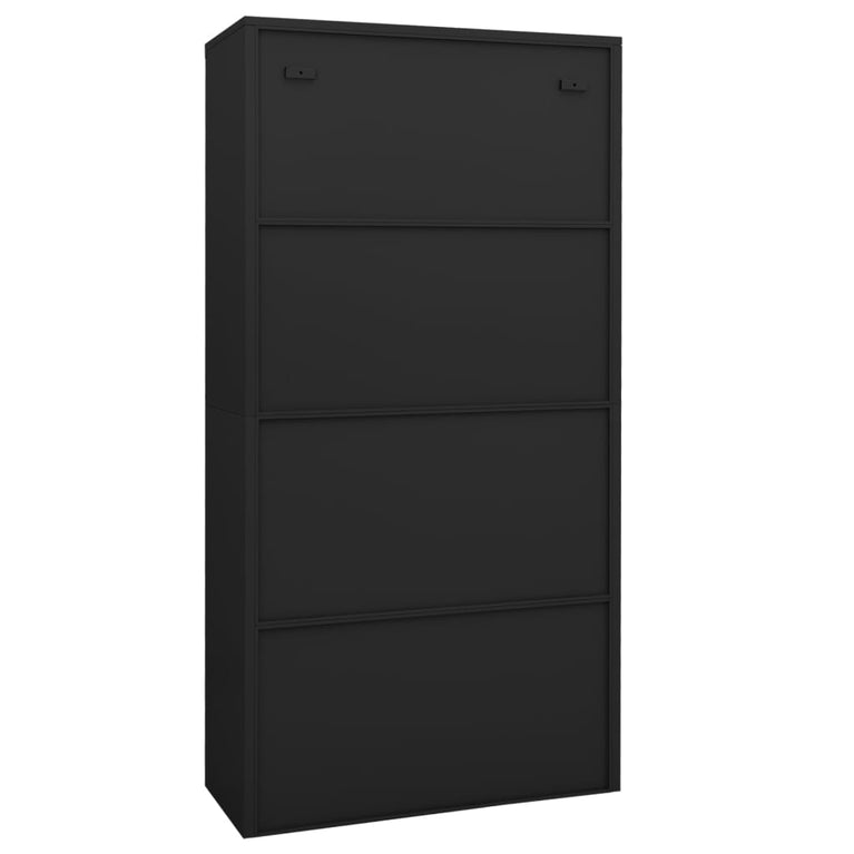 Kantoorkast 90x40x180 cm staal en gehard glas antracietkleurig MeubelReus