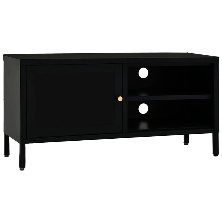Tv-meubel 90x30x44 cm staal en glas zwart MeubelReus