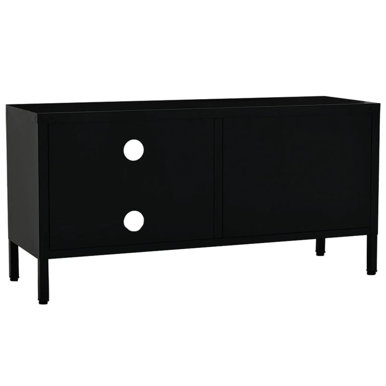 Tv-meubel 90x30x44 cm staal en glas zwart MeubelReus