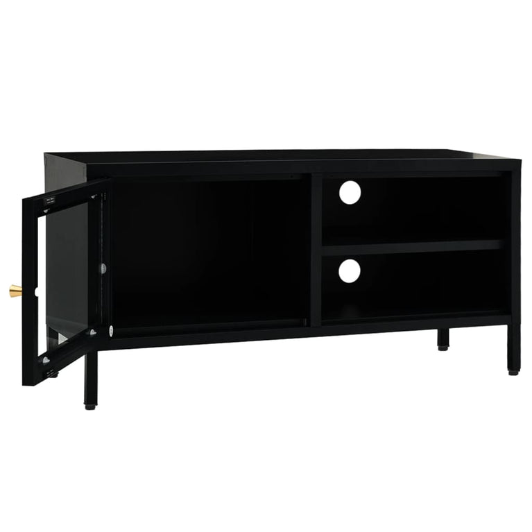 Tv-meubel 90x30x44 cm staal en glas zwart MeubelReus