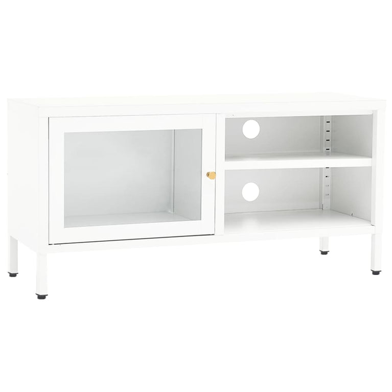 Tv-meubel 90x30x44 cm staal en glas wit MeubelReus