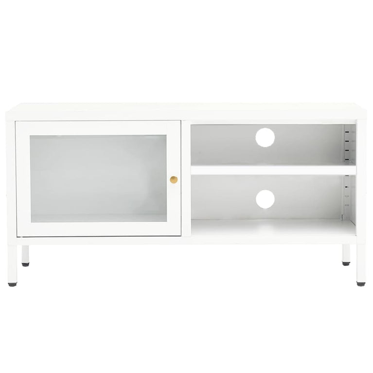Tv-meubel 90x30x44 cm staal en glas wit MeubelReus