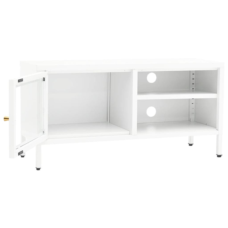 Tv-meubel 90x30x44 cm staal en glas wit MeubelReus