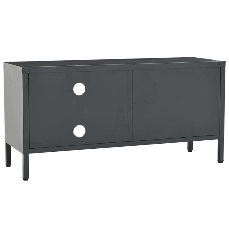 Tv-meubel 90x30x44 cm staal en glas antracietkleurig MeubelReus