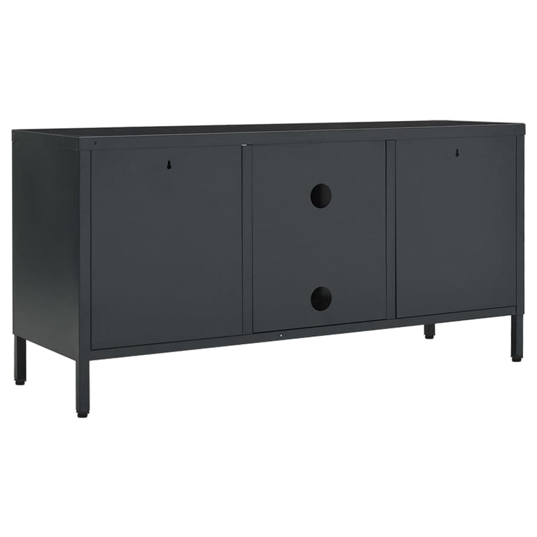 Tv-meubel 105x35x52 cm staal en glas antracietkleurig MeubelReus