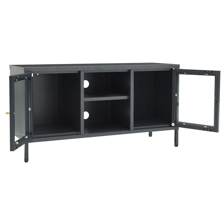 Tv-meubel 105x35x52 cm staal en glas antracietkleurig MeubelReus