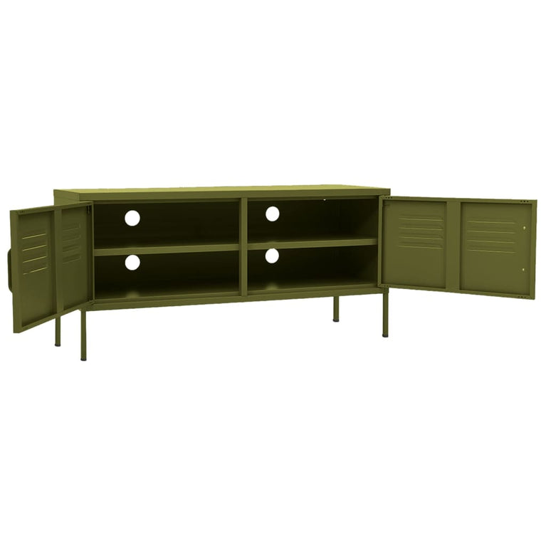 Tv-meubel 105x35x50 cm staal olijfgroen