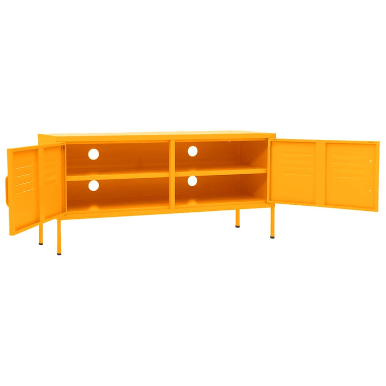 Tv-meubel 105x35x50 cm staal mosterdgeel