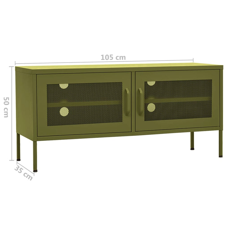 Tv-meubel 105x35x50 cm staal olijfgroen MeubelReus