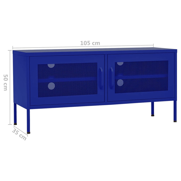 Tv-meubel 105x35x50 cm staal marineblauw