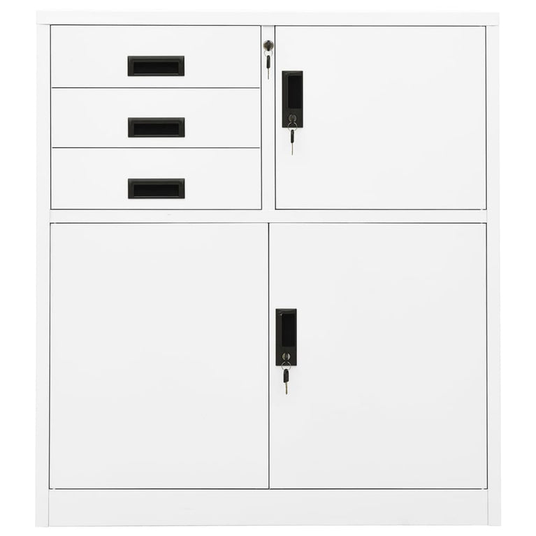 Kantoorkast 90x40x102 cm staal wit