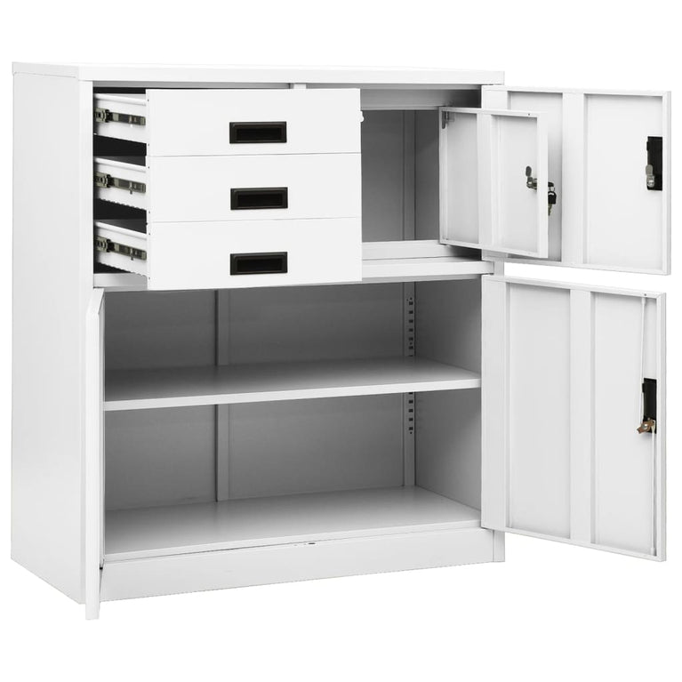 Kantoorkast 90x40x102 cm staal wit