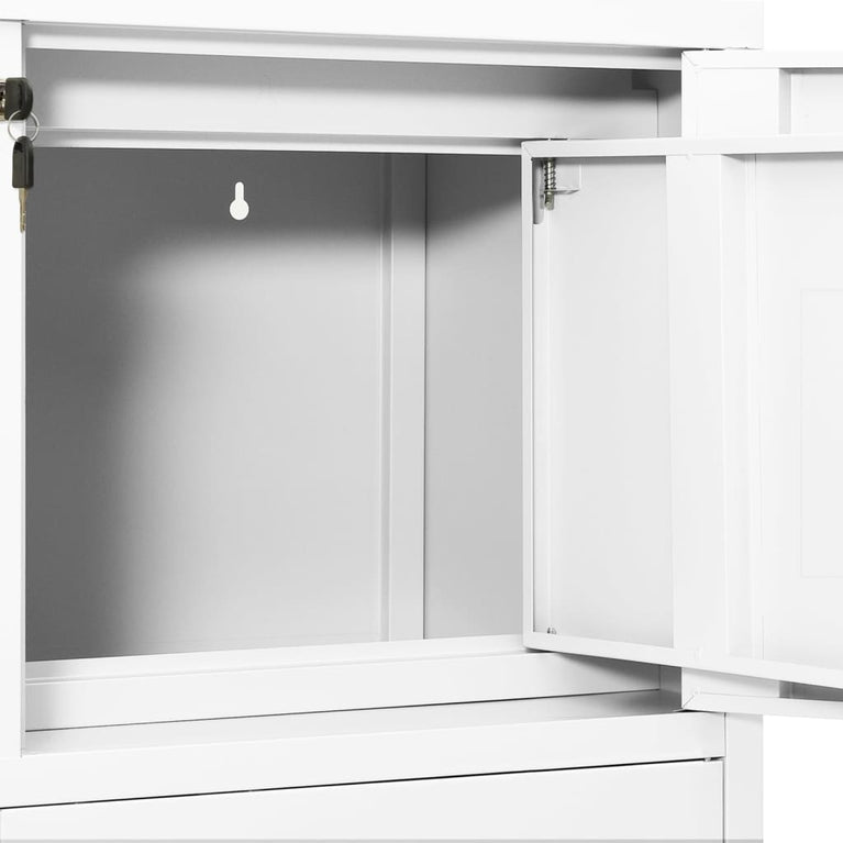 Kantoorkast 90x40x102 cm staal wit