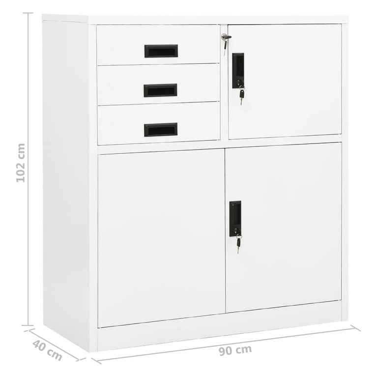 Kantoorkast 90x40x102 cm staal wit