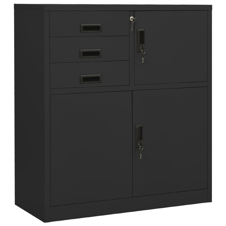 Kantoorkast 90x40x102 cm staal antracietkleurig MeubelReus