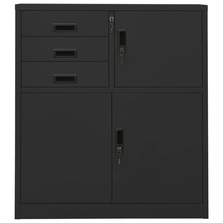 Kantoorkast 90x40x102 cm staal antracietkleurig MeubelReus
