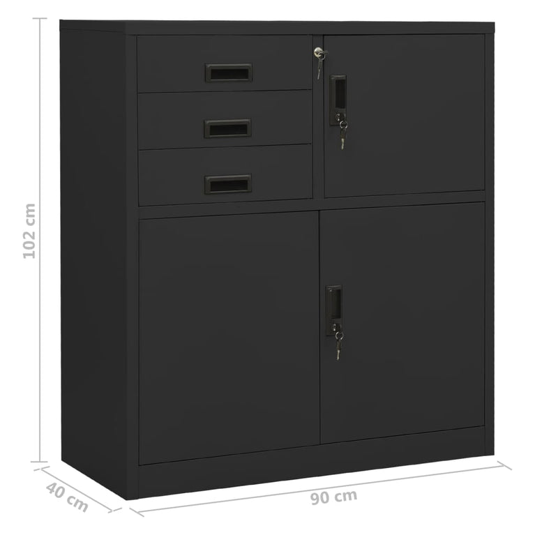Kantoorkast 90x40x102 cm staal antracietkleurig MeubelReus