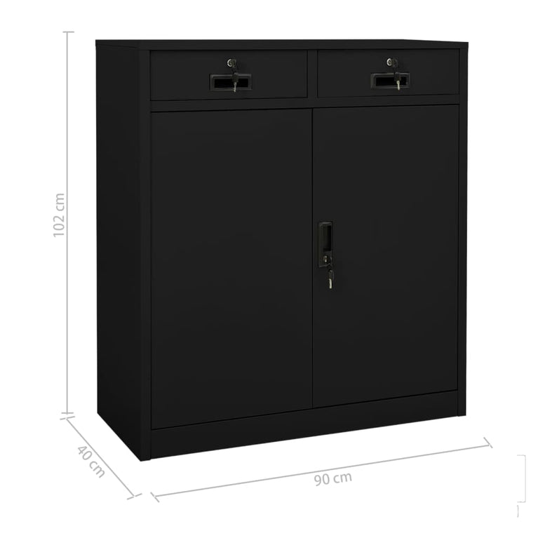 Kantoorkast 90x40x102 cm staal zwart MeubelReus