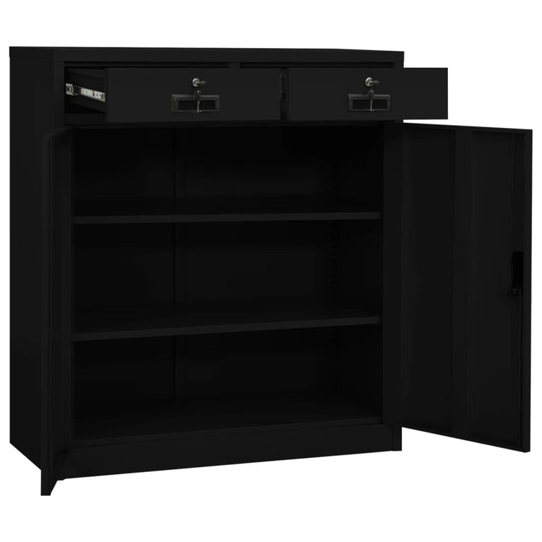 Kantoorkast 90x40x102 cm staal zwart MeubelReus