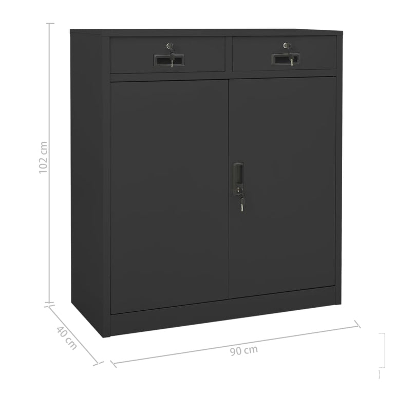 Kantoorkast 90x40x102 cm staal antracietkleurig MeubelReus