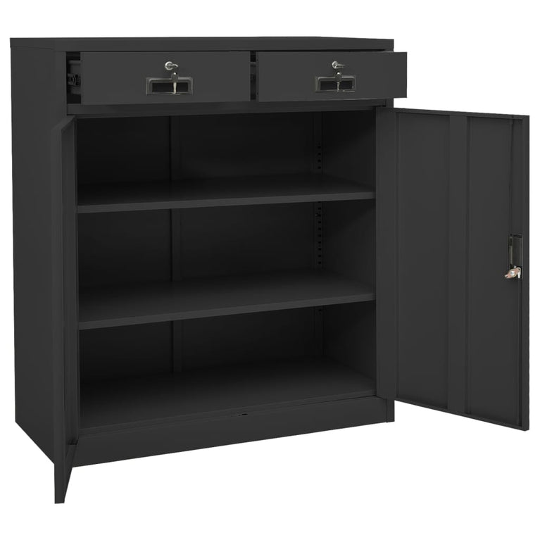 Kantoorkast 90x40x102 cm staal antracietkleurig MeubelReus