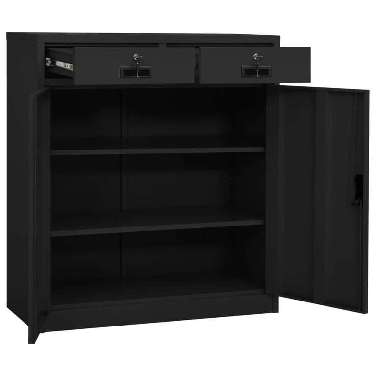 Kantoorkast 90x40x102 cm staal antracietkleurig MeubelReus