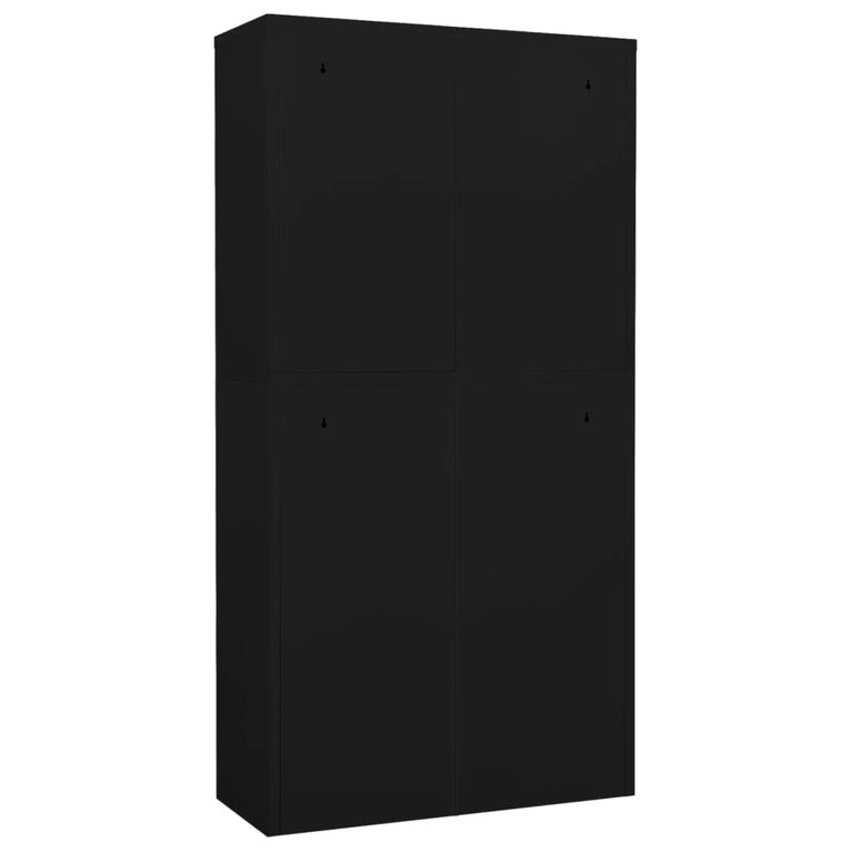 Kantoorkast 90x40x180 cm staal en gehard glas zwart MeubelReus
