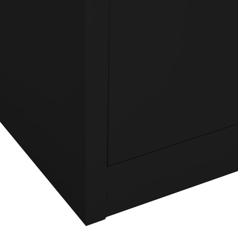 Kantoorkast 90x40x180 cm staal en gehard glas zwart MeubelReus