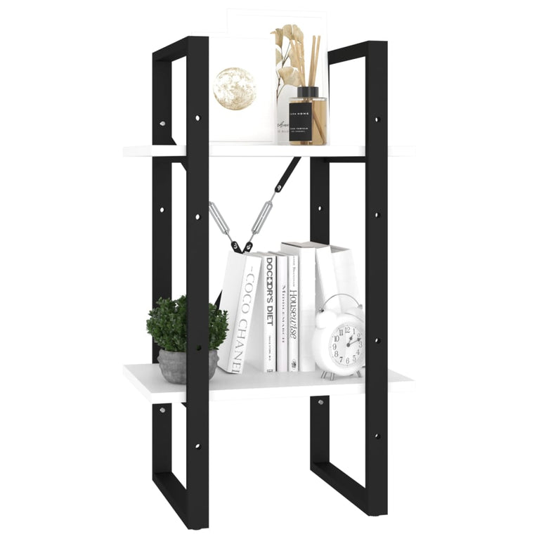 Boekenkast met 2 schappen 40x30x70 cm bewerkt hout wit MeubelReus