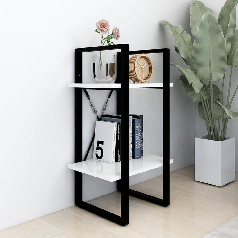 Boekenkast met 2 schappen 40x30x70 cm bewerkt hout wit MeubelReus