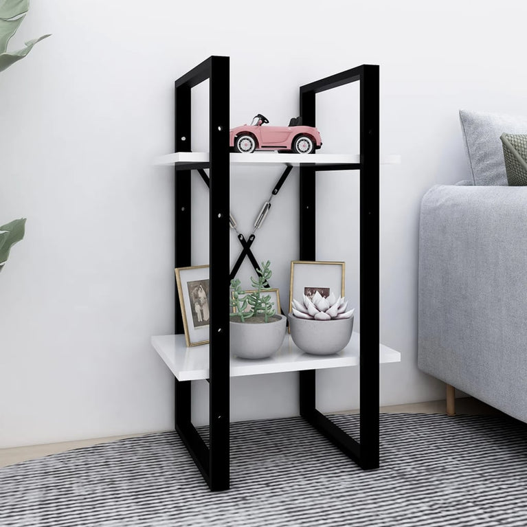 Boekenkast met 2 schappen 40x30x70 cm bewerkt hout wit MeubelReus