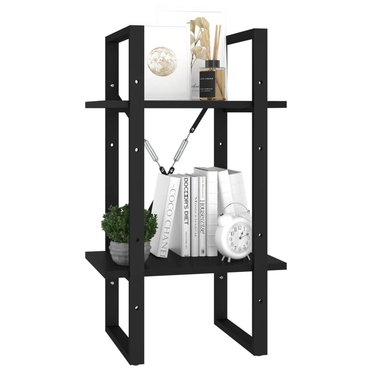 Boekenkast met 2 schappen 40x30x70 cm spaanplaat zwart MeubelReus