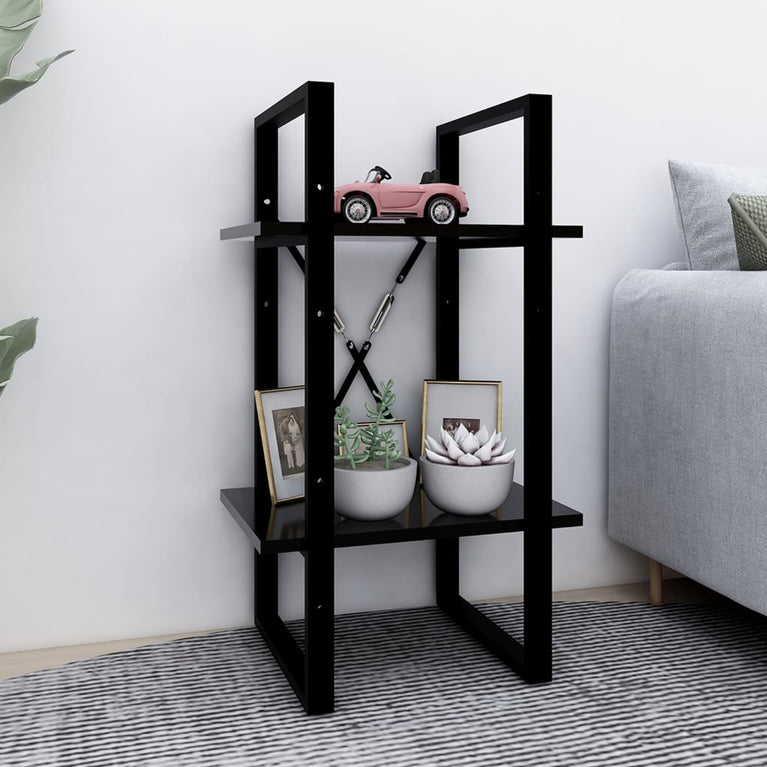 Boekenkast met 2 schappen 40x30x70 cm spaanplaat zwart MeubelReus