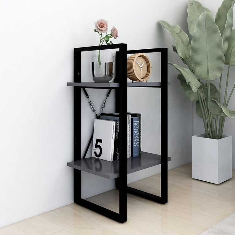 Boekenkast met 2 schappen 40x30x70 cm spaanplaat grijs MeubelReus