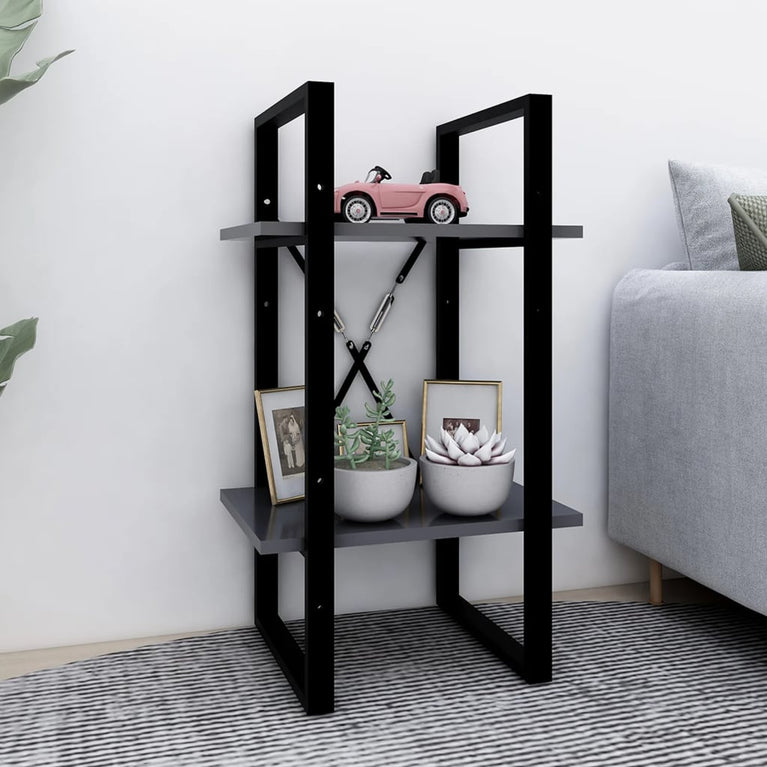 Boekenkast met 2 schappen 40x30x70 cm spaanplaat grijs MeubelReus