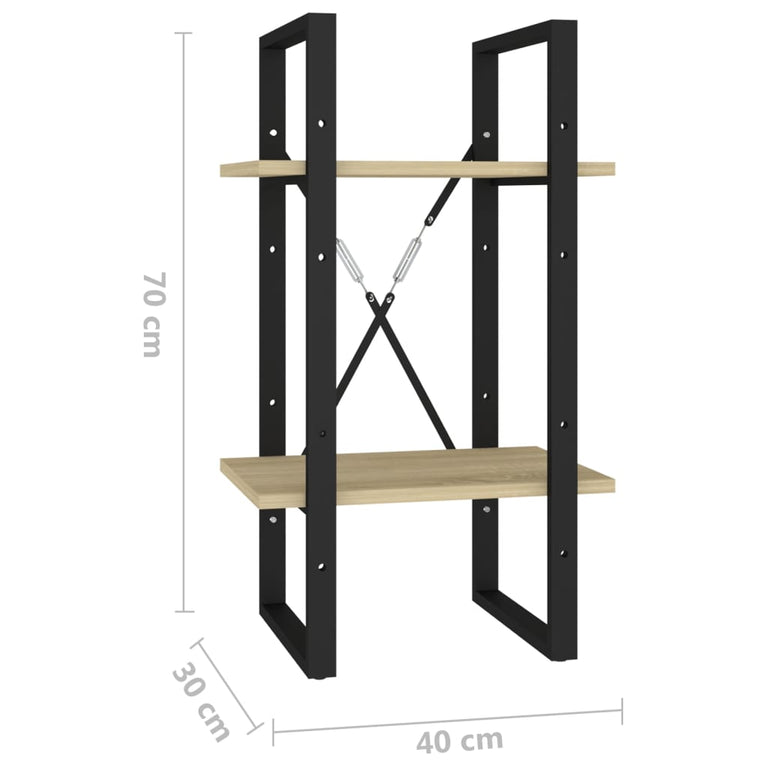 Boekenkast met 2 schappen 40x30x70 cm spaanplaat sonoma eiken MeubelReus