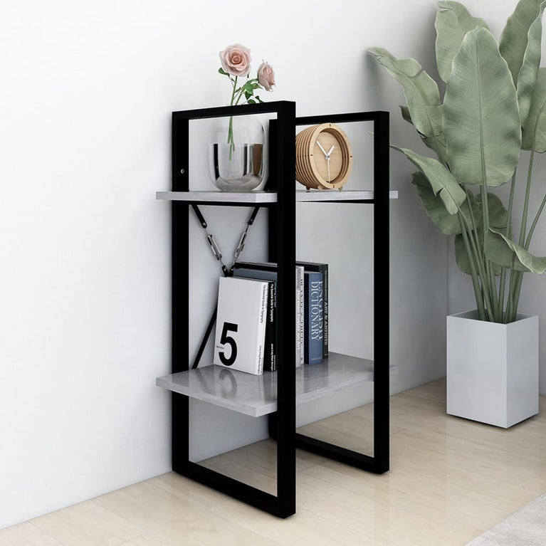 Boekenkast met 2 schappen 40x30x70 cm spaanplaat betongrijs MeubelReus