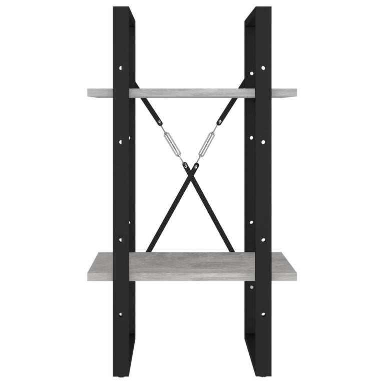 Boekenkast met 2 schappen 40x30x70 cm spaanplaat betongrijs MeubelReus